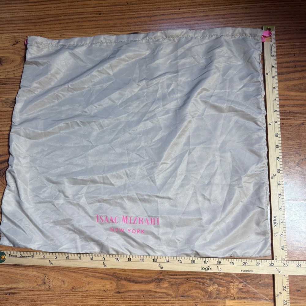 Isaac Mizrahi New York Champagne Satin Drawstring Dust Bag 21x22 Large Handbag
